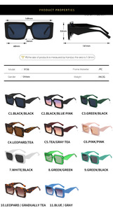 2025 High Quality <b>Square</b> Glasses Fashionable Large Frame <b>Square</b> Women's <b>Sunglasses</b> 9853 - Product Image 5