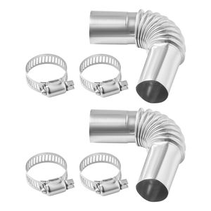 Connettore a gomito per tubo di scarico in acciaio inossidabile da 0,98 pollici con 4 tappi antivento a morsetto per scaldabagni a gas e diesel - Product Image 1