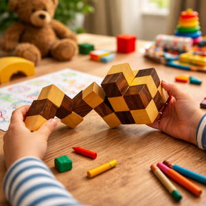 Puzzle en bois de rose indien fait main |   Jeu de casse-tête en bois à emboîter |   Décoration de table, objet de décoration intérieure, article cadeau - Product Image 4