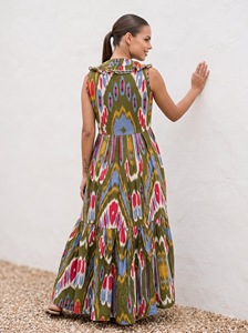 2023 New Arrivals <b>Summer</b> Eco-Friendly Women's Casual <b>Bohemian</b> Floral Long Maxi <b>Dress</b> Tie Dye Gypsy Chic Viscose Crepe Ruffle - Product Image 5