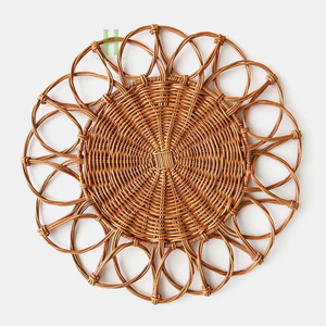 High Quality Rattan Charger <b>Plate</b> Flower-Shaped Rattan Placemat Boho Hanging <b>Wall</b> Decoration Rattan Charger <b>Plates</b> From Vietnam - Product Image 1