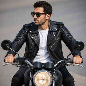 Custom Genuine Leather Biker <b>Motorcycle</b> Racing <b>Jacket</b> OEM ODM Manufacturer Wholesale Men Breathable Windproof Durable - Product Image 5