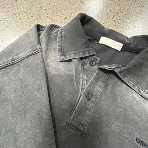 Conjunto de Polo y Pantalones Cortos para Hombre, Tejido 100% Algodón, Sin Costuras, Lavado Ácido, Estilo Vintage, Streetwear, Venta al Por Mayor OEM - Product Image 4