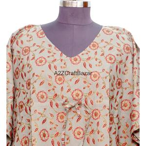 Kaftan pour femme, robe maxi moulante décontractée et élégante, 100% coton respirant, imprimé à la main, respectueux de l'environnement, avec ceinture simple, pour un usage quotidien - Product Image 3