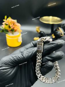 Bracelet cubain en argent sterling 925 avec diamants moissanite pour homme et femme, avec fermoirs à boîte, bracelet à porter tous les jours - Product Image 3