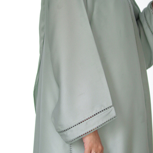 OEM Women Modest Satin Plaid Abaya Factory Luxury with Custom Colors Sizes Embroidery Options Floor-Length A-Line Silhouette - Product Image 5