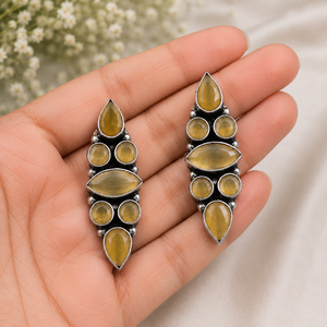 Proveedor Verificado, Pendientes de Plata Oxidada con Múltiples Piedras para Mujer |   Pendientes de Piedras Preciosas Hechos a Mano |   Joyería al por Mayor - Product Image 3
