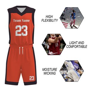 Uniforme de Baloncesto Personalizado Rojo y Negro, Uniforme de Baloncesto para el Día del Partido, Tela de Alta Calidad con Aspecto Profesional, Transpirable - Product Image 6