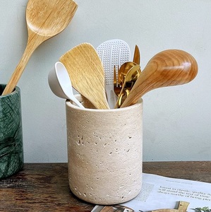 Luxury black marble utensil holder square stone kitchen organizer modern cutlery holder spoon stand premium handmade <b>home</b> trendy - Product Image 3