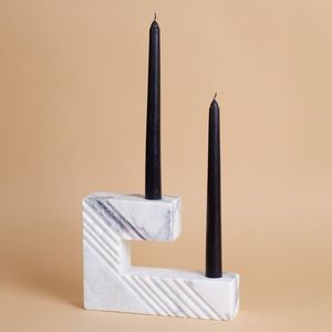 Luxury <b>Marble</b> Candle Holder with Gold Accent Modern Sculptural Votive Stand Minimalist Home Decor Elegant Table Piece - Product Image 4