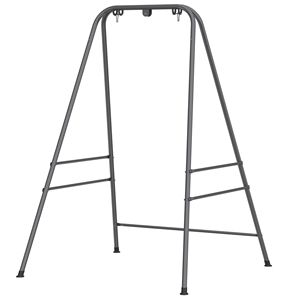 Supporto per Sedia Amaca Grigio per Uso Interno ed Esterno con Piedini Antiscivolo e 2 Moschettoni per Hotel, Patio, Soggiorno, Parco - in Vimini e Metallo - Product Image 1