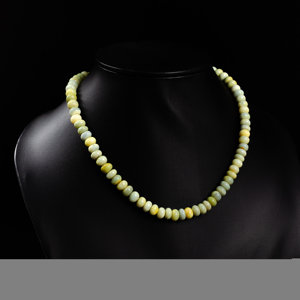 Collar de cuentas redondas lisas de ópalo verde natural de 7x8 mm, collar de piedra de ópalo, joyería de moda al por mayor, collar elegante para mujer - Product Image 3