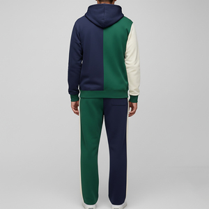 Conjunto Deportivo de 2 Piezas para Hombre, Sudadera con Capucha y Pantalones Jogger, Estampado Invernal, Algodón, Bloques de Color, Logotipo Personalizado, Venta al Por Mayor - Product Image 2