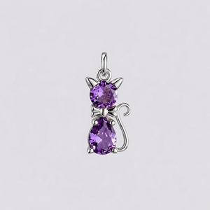 Pendentif Chat en Quartz Améthyste Plaqué Or Rose, Charme Chat Mignon avec Pierre de Cristal Violet Facetté, Bijou Animal, Collier, Cadeau - Product Image 6