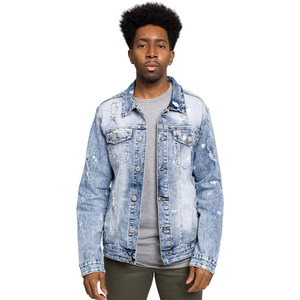 Chaqueta de Mezclilla Lavada para Hombre, Cuello Clásico, Corte Regular, Detalles Deshilachados, Estilo Casual, Ropa de Otoño - Product Image 4