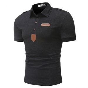 Polo de manga corta blanco para hombre con bolsillo marrón y ribete en contraste, estilo casual, corte regular, tela Oxford transpirable - Product Image 4