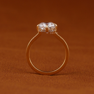 Luxury 14K <b>Solid</b> Gold Old Mine Cushion Cut Lab Grown Diamond Ring IGI Certified Vintage Solitaire Engagement Ring - Product Image 4
