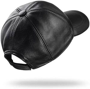 Casquette de baseball en cuir véritable avec logo de marque personnalisé, fabricant de chapeaux en cuir Strapback, vente en gros en vrac - Product Image 3