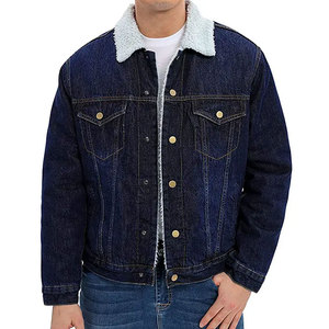 Chaqueta de Mezclilla Ecológica para Hombre con Cierre de Cremallera, Cuello Alto, Estilo Casual de Invierno, Algodón Lavado, Corte Regular, Logotipo Frontal - Product Image 5