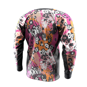 Maillot de paintball personnalisé unisexe à manches longues, col en V, imprimé léopard sublimé, polyester, respirant, coupe athlétique, toutes saisons - Product Image 2