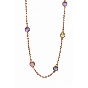 Collar de Cadena de Oro Rosa de 18K para Mujer, Marca Revalia, con Circonitas Cúbicas Multicolores, Joyería Elegante Hecha en India - Product Image 2