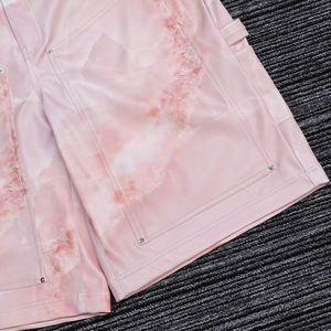 Summer Fashion Pink Printed <b>Leather</b> Jorts Men Custom Streetwear Casual Cargo Men'S <b>Leather</b> Baggy Shorts - Product Image 4