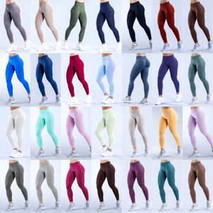 Leggings de yoga personnalisés pour femmes, taille élastique mi-haute, sans couture, effet froncé fessier, motif uni, vente chaude en gros - Product Image 2