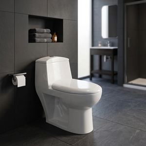 Inodoro Cerámico de Una Pieza de Alto Rendimiento con Sifón y Taza Alargada para la Infraestructura Sudamericana - Product Image 1