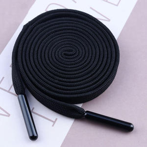 Wholesale 5mm Braided Polyester Flat Drawcord <b>Drawstring</b> for Garments Pants Hoodie Hat Metal Tips Customized Replacement Cord - Product Image 4