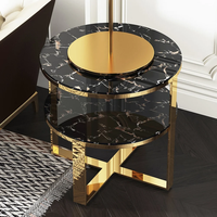 Table d'appoint moderne à 2 niveaux en acier fait main, noire, pour salon, salle de séjour, bureau, hôtel, hôpital - Meubles écologiques pour la maison