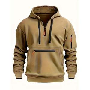 Custom Printed Men's Autumn Half Zip Fleece Pullover Hoodie | Embroidered/Plain Dyed | Oversized Fit Polyester/Cotton - Product Image 6