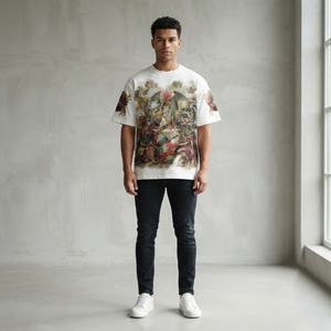 Camiseta blanca con estampado gráfico personalizado, estilo vintage moderno, manga corta, 100% algodón jersey, para uso unisex en verano. - Product Image 4