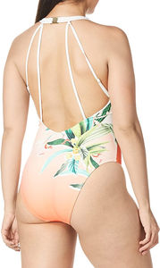 Maillot de bain une pièce à coupe haute en Spandex/Polyester, grande taille, avec logo personnalisé par impression par transfert thermique, séchage rapide, pour femme - Product Image 6