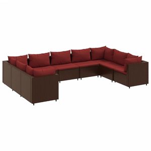 Ensemble de salon de jardin 9 pièces en rotin PE marron et acier thermolaqué - Product Image 2