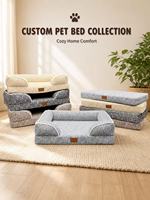 Coussin doux et écologique en chenille pour chien et chat, avec base en mousse à picots et support en forme d'œuf pour chiens de taille moyenne