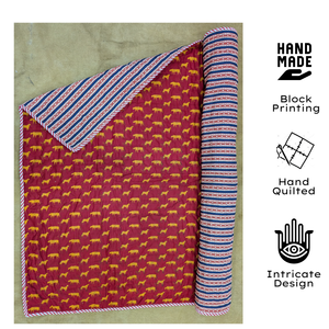 Couette bébé réversible 100% coton indien, toute saison, super douce, imprimée à la main, motif animalier, respectueuse de la peau, durable, 200TC - Product Image 2