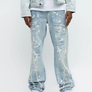 Service OEM personnalisé, ensemble de vêtements pour homme en denim brut, veste robuste et pantalon décontracté, ensemble tendance pour l'hiver - Product Image 3