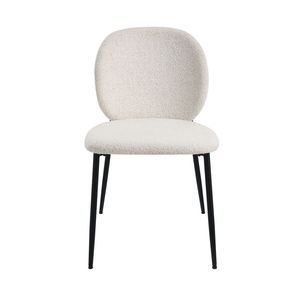Klaus Set of <b>2</b> <b>White</b> Boucle and <b>Black</b> Finish Side Dining Chairs - Product Image 5