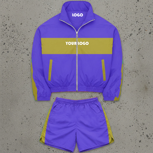 Ensemble de survêtement personnalisé en nylon/polyester, veste coupe-vent avec logo brodé sur mesure, pantalon de jogging réfléchissant pour hommes - Product Image 4