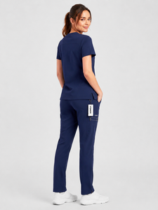 Force 2 Win Unisex <b>Scrub</b> <b>Set</b> with Drawstring Pants and V-Neck Top Cotton Jersey Fabric Hospital Use Breathable - Product Image 5