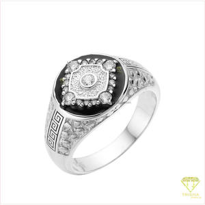 Bague de luxe en argent sterling 925 avec diamant de laboratoire et pierre noire pour les grossistes mondiaux en bijoux - Product Image 2