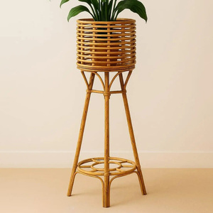 Rattan flower pot display rack high quality plant stand freestanding holder <b>shelf</b> for planter - Product Image 1