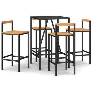 Ensemble de bar de jardin avec repose-pieds moyen en rotin PE noir – Collection de mobilier d'extérieur élégant - Product Image 2