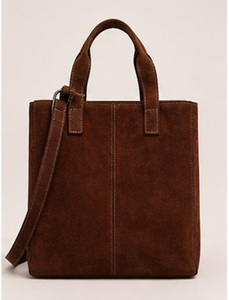 Sac fourre-tout de plage bohème en daim marron de qualité supérieure pour femme, sac à main d'épaule en cuir de luxe, sac de travail spacieux, vente en gros OEM ODM - Product Image 1