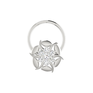 AJRETAIL Bijou de piercing fin pour femme, ethnique, en or 14K, avec diamant naturel de 0,05 ct, taille brillant rond, motif floral, pour le nez - Product Image 3