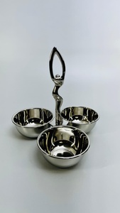 Juego de Tazones de Servir Triples de Aluminio de Lujo, Elegante Porta Aperitivos de Metal para Frutos Secos, Dulces y Decoración de Mesa - Product Image 5