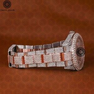 Charm_Jewells Luxury Round Analog Quartz <b>Watch</b> Stainless Steel Band 41mm <b>Diamond</b> Bezel Men Fashion - Product Image 5