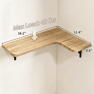 Set di Mensole Angolari Galleggianti 5 Pezzi, Finitura Legno Opaco, Espositore da Parete Triangolare con Staffe in Ferro Rustico - Product Image 3