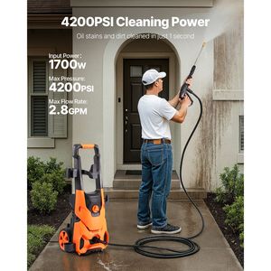 Idropulitrice Elettrica ad Alta Potenza 4200 PSI 2.8 GPM 4 Ugelli a Connessione Rapida Nuova Pressione Massima 250 bar - Product Image 2