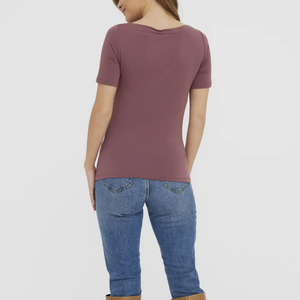 Camiseta de Manga Corta para Mujer, Color Sólido, Cuello Redondo, Corte Ajustado, Algodón Jersey, Transpirable, Informal, para Todas las Temporadas - Product Image 3